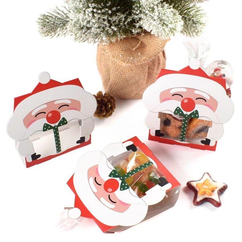 8PCS Christmas Cookie Boxes,Cute Santa Gift Boxes with Inner Plastic Bags,,Christmas Party Favor Bags for Candies & Small Gifts,Candy Chocolates Packaging Gift Box for Festival Holiday New Year - Image 4